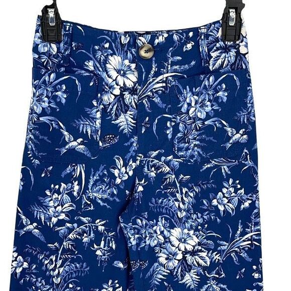 Maeve By Anthropologie Womens The Collette Wide Leg Floral Crop Pants Blue Sz 24 - Picture 3 of 11